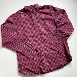 Gap Factory red, white & blue plaid, classic fit button down shirt. Men’s XL